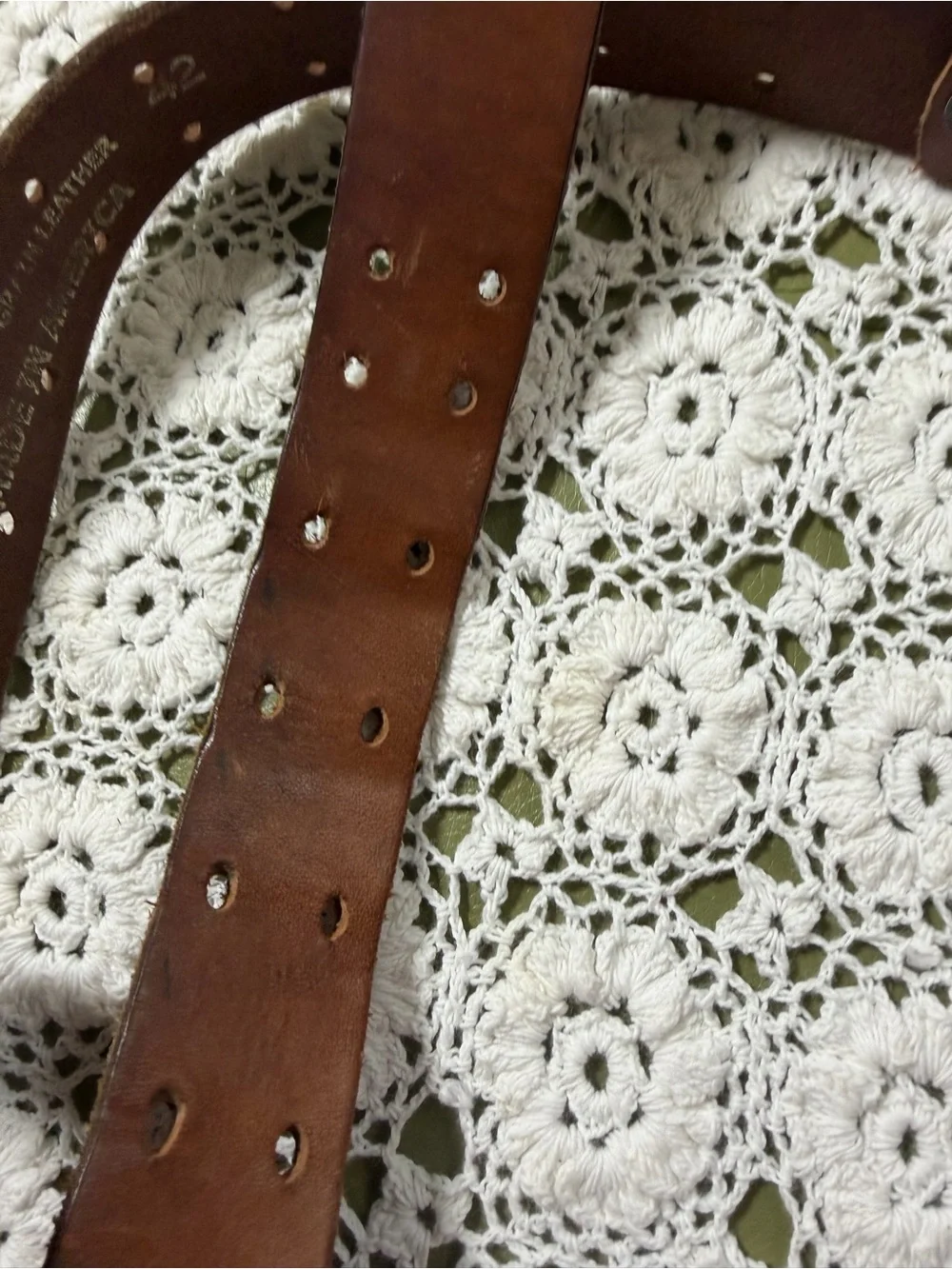 Men's Tan Leather Belt with Brushed Silver Buckle